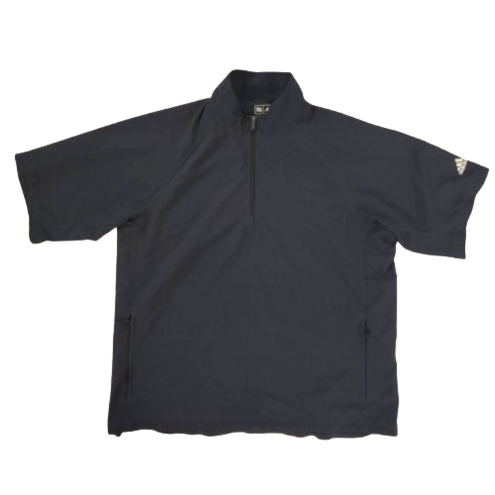 Vintage Adidas ClimaProof Golf Wind Shirt Men's L Navy Blue Short Sleeve Zip